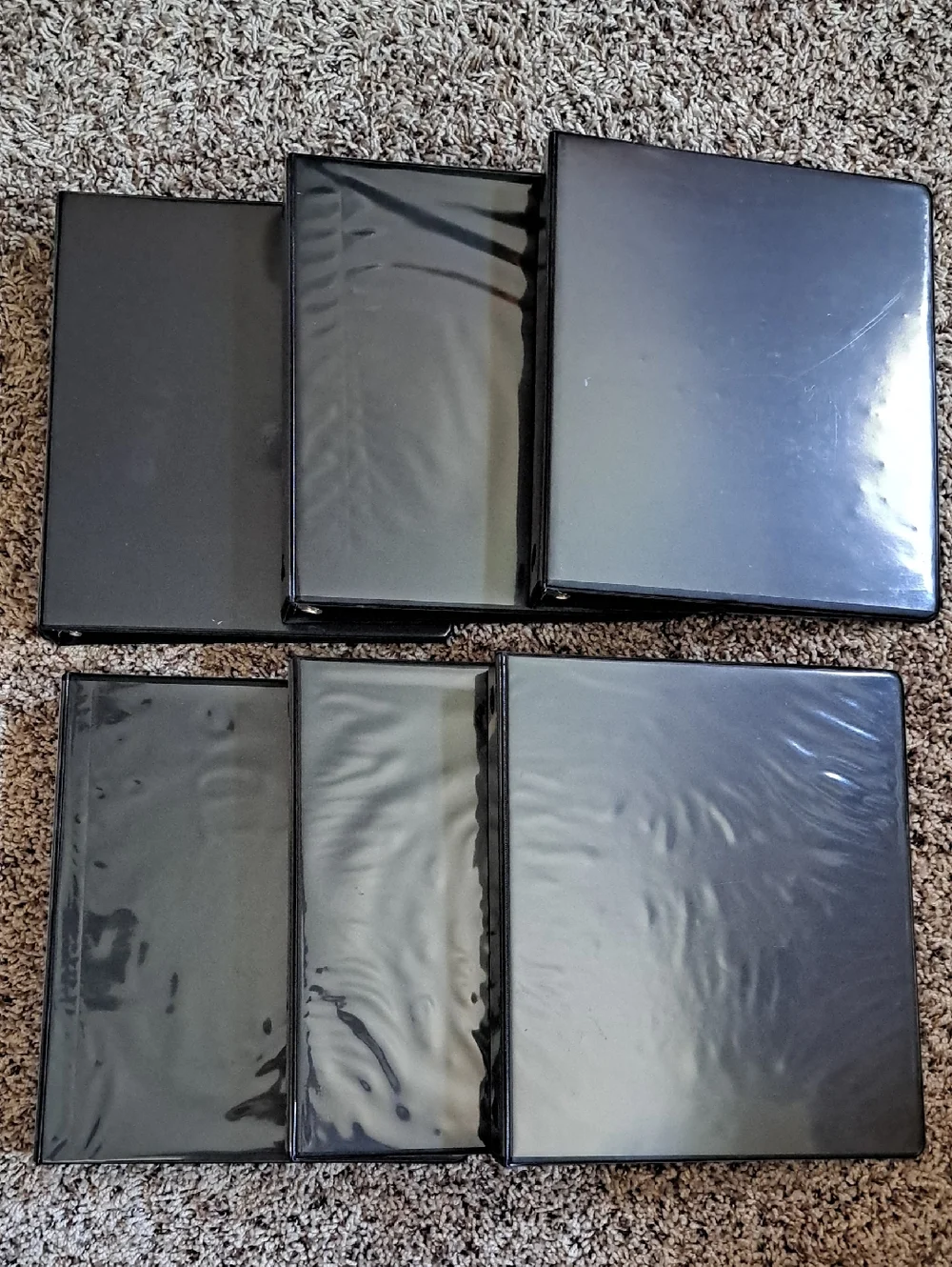 4/$15 🌻 Set of 6 Black Plastic 3-Ring Hard Cover Binders